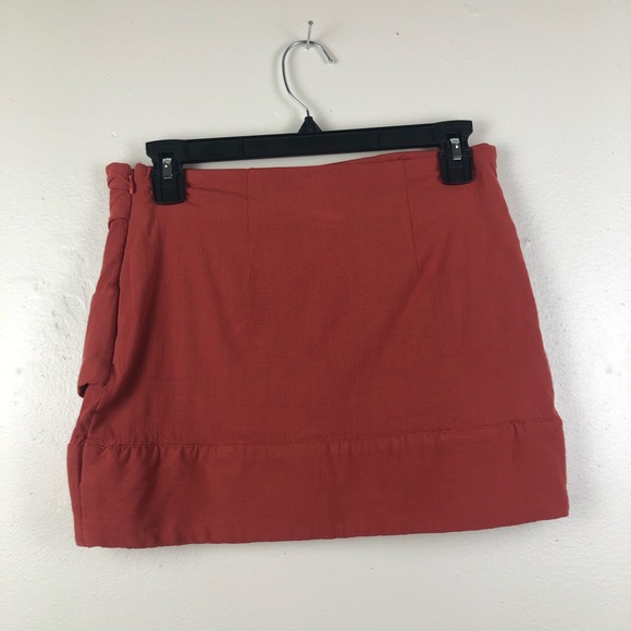 Free People Orange Wrap Mini Skirt - Picture 5 of 7